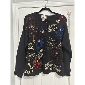 Tiara VTG Y2K Year 2000 Happy New Year Millennium Sweater Tiara Women Large